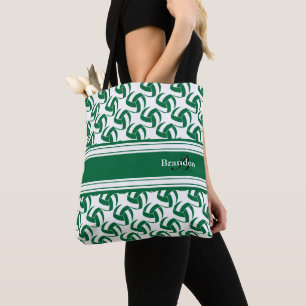Dark Green White Volleyball Personalise Tote Bag