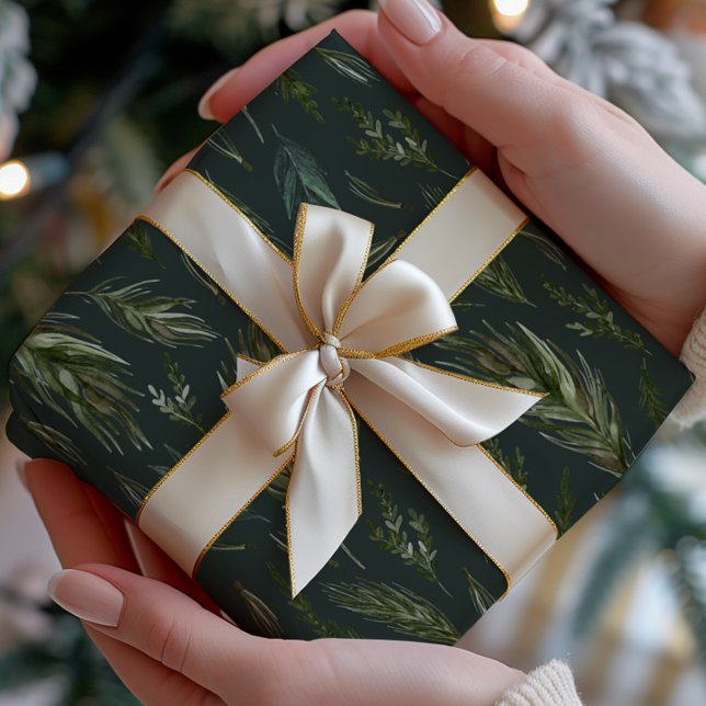 Dark Green Winter Foliage Wrapping Paper (Creator Uploaded)