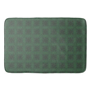 Dark Green with Geometric Floral Style Pattern Bath Mat