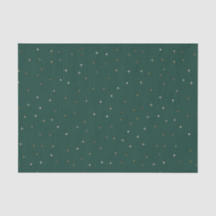 Dark Green with Gold and White Stars Tissue Paper