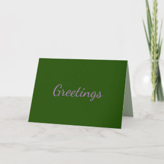 Dark Green with Lavender Text, Card