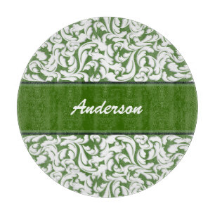 Dark Green with White Swirls Personalised Cutting Board