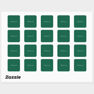 Dark green with white text, square sticker