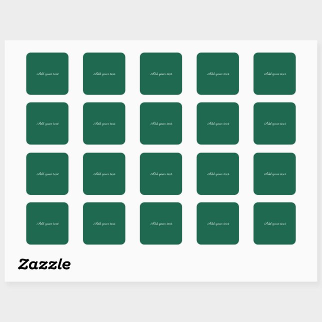 Dark green with white text, square sticker (Sheet)