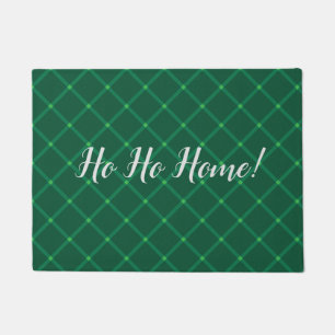 Dark green xmas plaid Ho ho home! Doormat