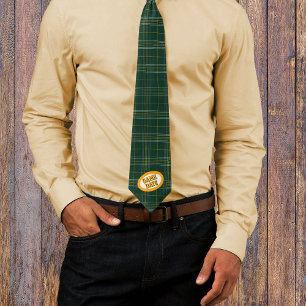 Dark Green & Yellow Plaid Pattern Game Day Tie