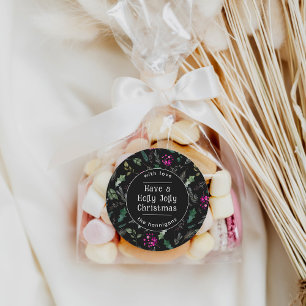 Dark Greenery Typography Christmas Stickers 