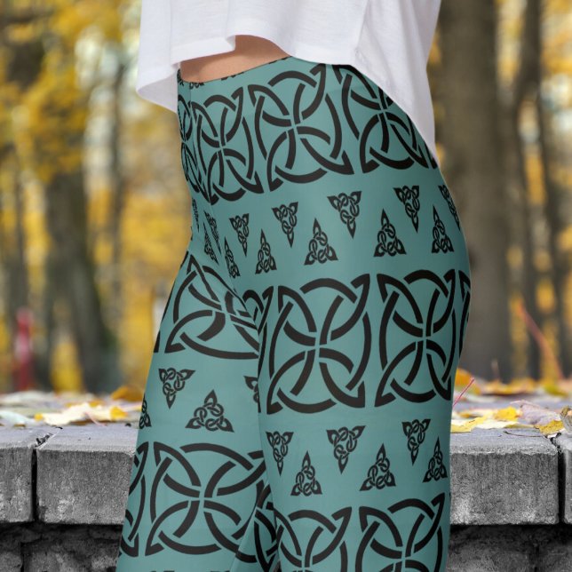 Dark Grey and Black Banded Tribal Pattern Leggings (Dark Gray and Black Banded Tribal Pattern Leggings)