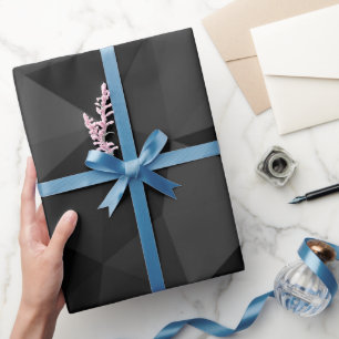 Dark grey and black geometric mesh pattern wrapping paper