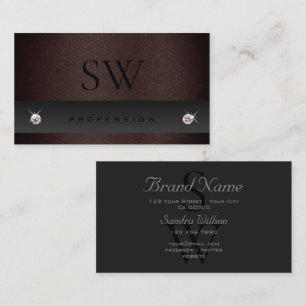 Dark Grey and Burgundy Snake Pattern with Monogram Business Card