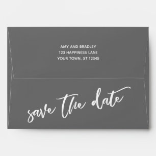 Dark Grey and Casual Handwriting Save the Date Envelope