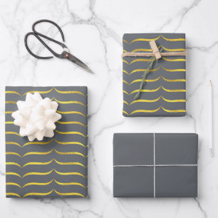 Dark Grey  and Gold  Wrapping Paper Sheet