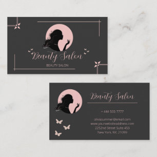 Dark Grey and Pink Beauty Salon Business Card