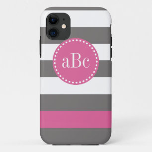 Dark Grey and Pink Monogram Case
