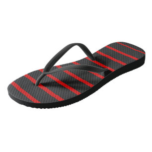 Dark Grey and Red Stripes Jandals