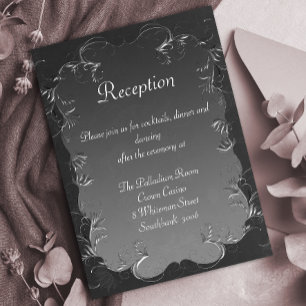 Dark Grey and Silver Vintage Wedding Reception Enclosure Card