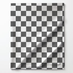 Dark Grey and White Chequered Pattern Fabric