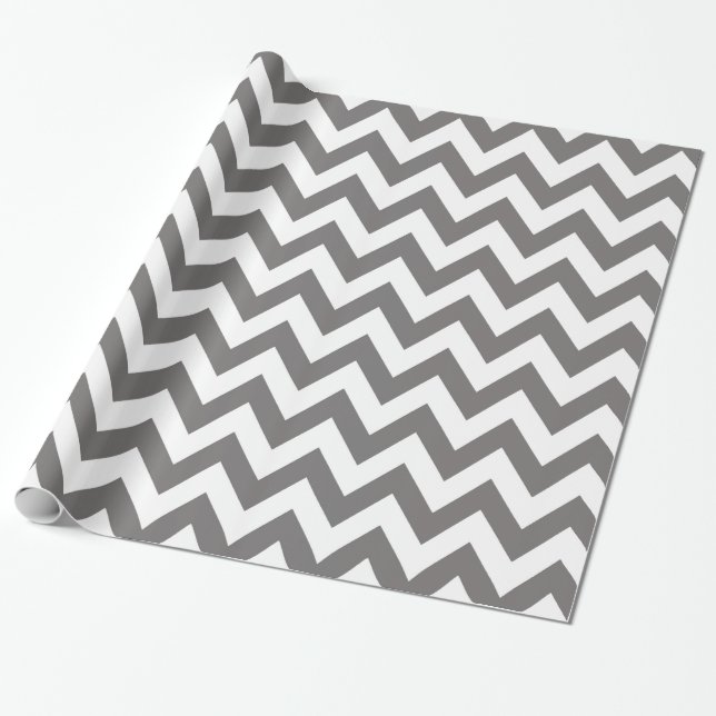 Dark Grey and White Chevron Wrapping Paper (Unrolled)