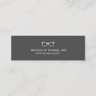 Dark Grey and White Ophthalmologist Glasses Logo Mini Business Card