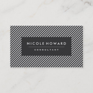 Dark Grey and White Stripes Business Card
