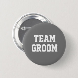 Dark Grey Athletic Letters Team Groom 6 Cm Round Badge