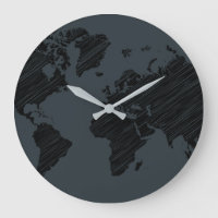 Dark Grey & Black Abstract World Map Design