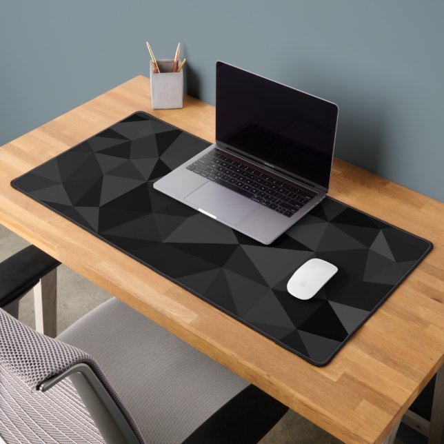 Dark grey black geometric mesh pattern desk mat (Office 2)