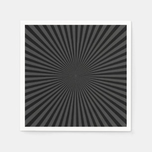 Dark Grey & Black Retro Sunburst Background Napkin