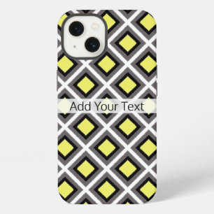Dark Grey, Black, Yellow Ikat Diamonds by STaylor iPhone 13 Case