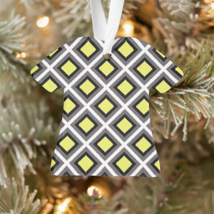 Dark Grey, Black, Yellow Ikat Diamonds by STaylor Ornament