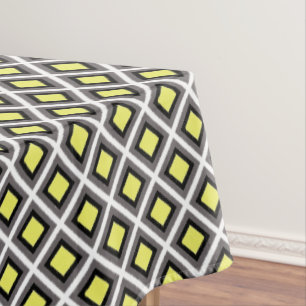 Dark Grey, Black, Yellow Ikat Diamonds by STaylor Tablecloth