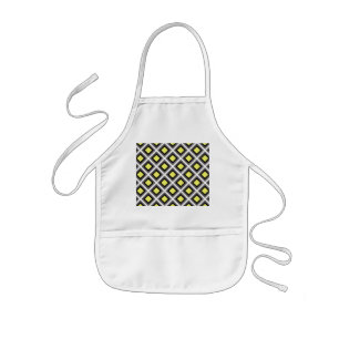 Dark Grey, Black, Yellow Ikat Diamonds Kids Apron