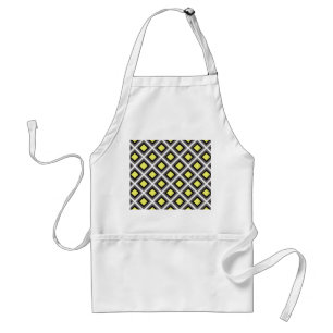 Dark Grey, Black, Yellow Ikat Diamonds Standard Apron