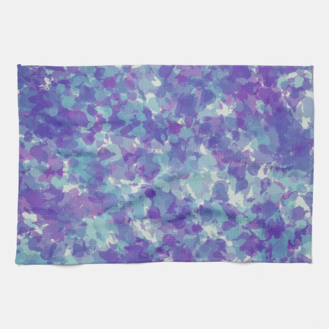 Dark Grey Blue purple Abstract Brush Stroke  Tea Towel (Horizontal)