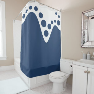 Dark Grey Blue soft wave and bubbles Shower Curtain