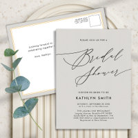 Dark Grey Bridal Shower Minimalist Elegant Script