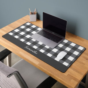 Dark Grey Buffalo Plaid Desk Mat