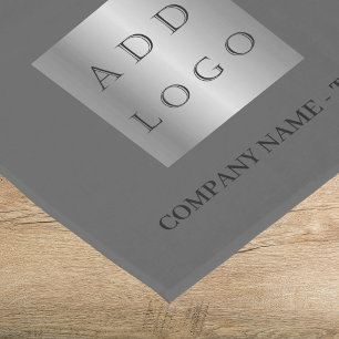 Dark grey business logo text short table runner