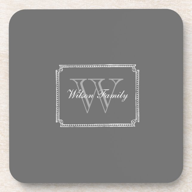 Dark Grey Chalk Monogram S/6 Coasters (Front)