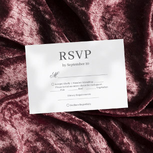 Dark grey chic minimalist elegant wedding  RSVP card