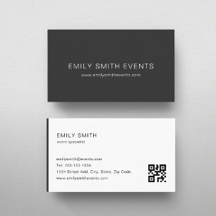 Dark Grey Colour Block QR code Business Card