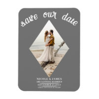 Dark Grey Diamond Photo Wedding Save the Date