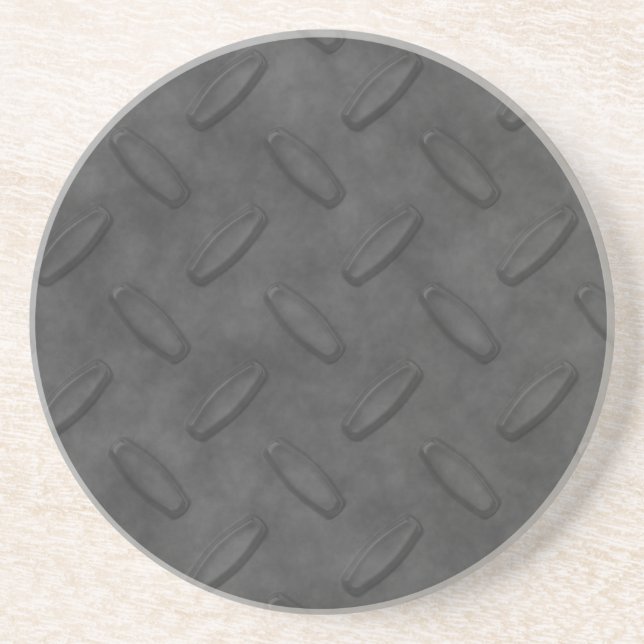 Dark Grey Diamond Plate Texture Coaster (Front)