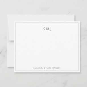 Dark Grey Double Border Elegant Couple Monogram Card
