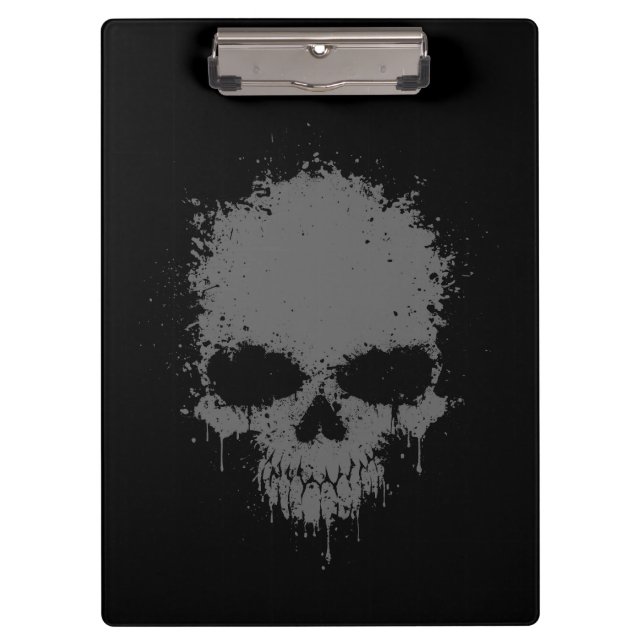 Dark Grey Dripping Splatter Skull Clipboard (Front)