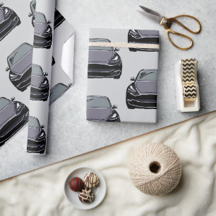 Dark Grey Electric Vehicle SUV Car Grey Wrapping Paper