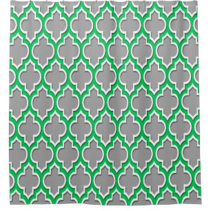 Dark Grey Emerald Green White XL Moroccan #4DS Shower Curtain