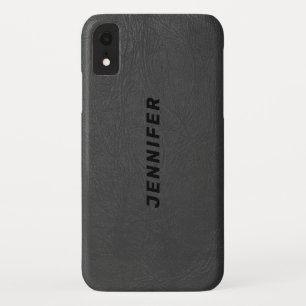 Dark-grey Faux Leather Texture Case-Mate iPhone Case
