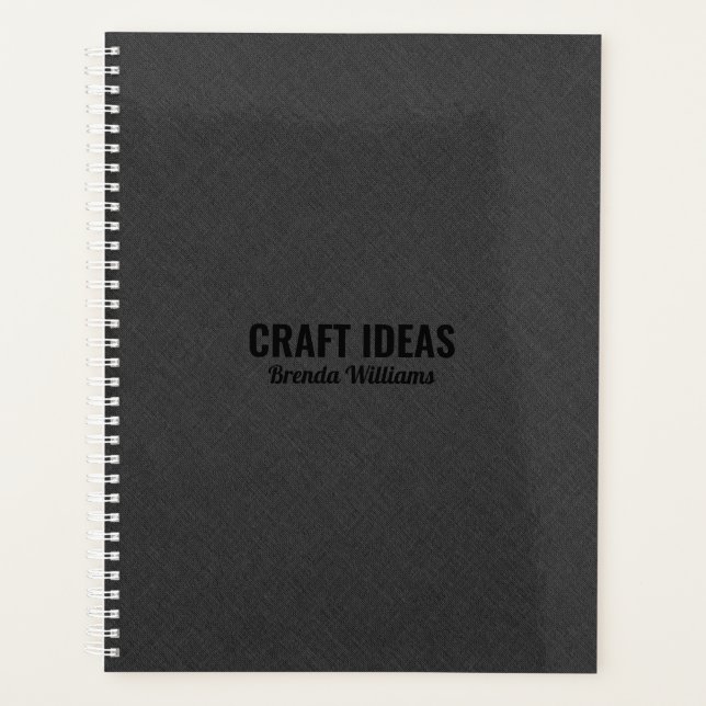 Dark grey faux linen texture planner (Front)