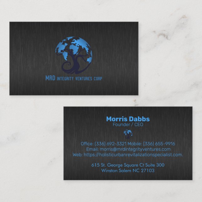 Dark-grey faux meta texture business ca card (Front/Back)